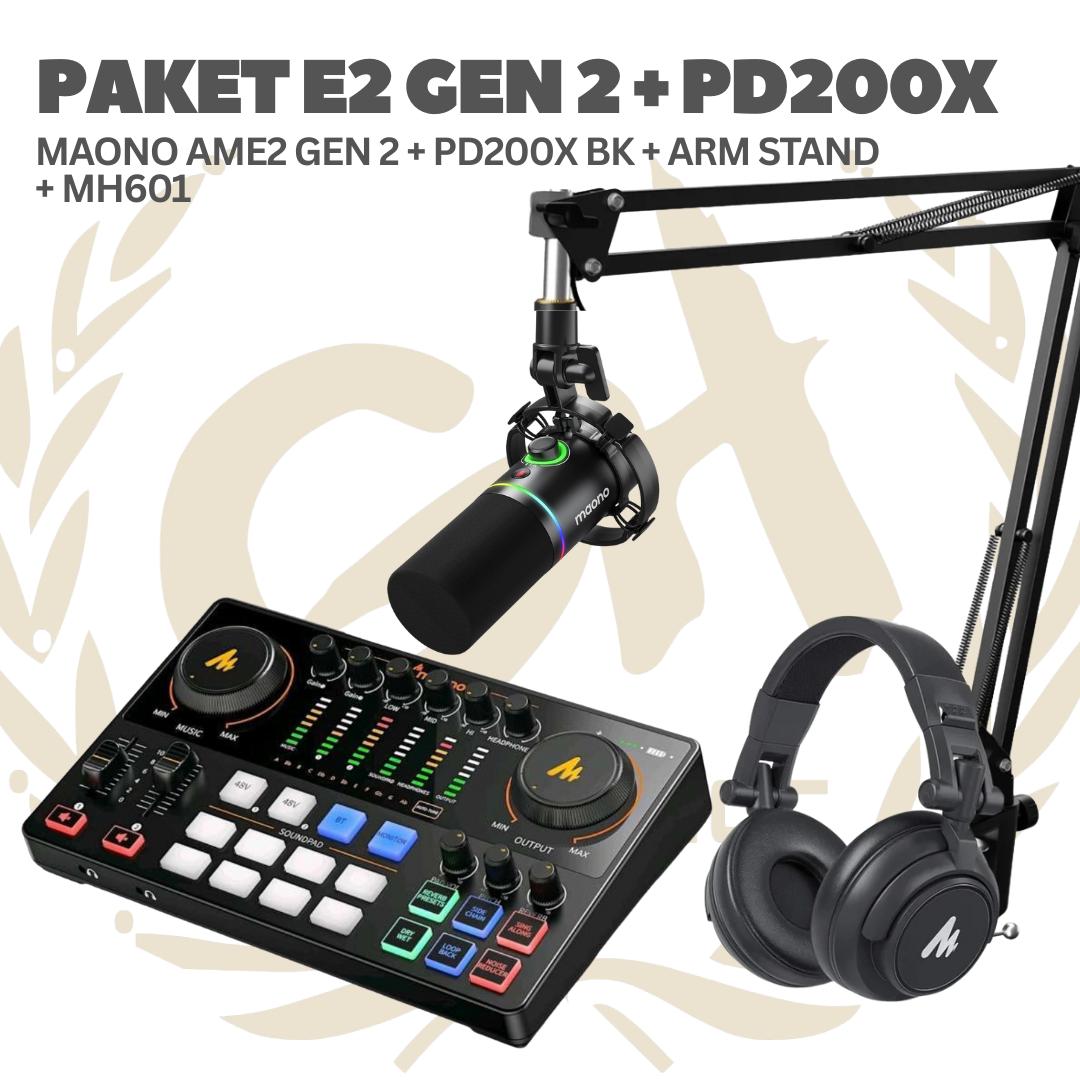 PAKET MAONO E2 GEN 2 - AME2 Gen II - 1  MIC PLUS MH601 - Podcast, Streaming, Recording