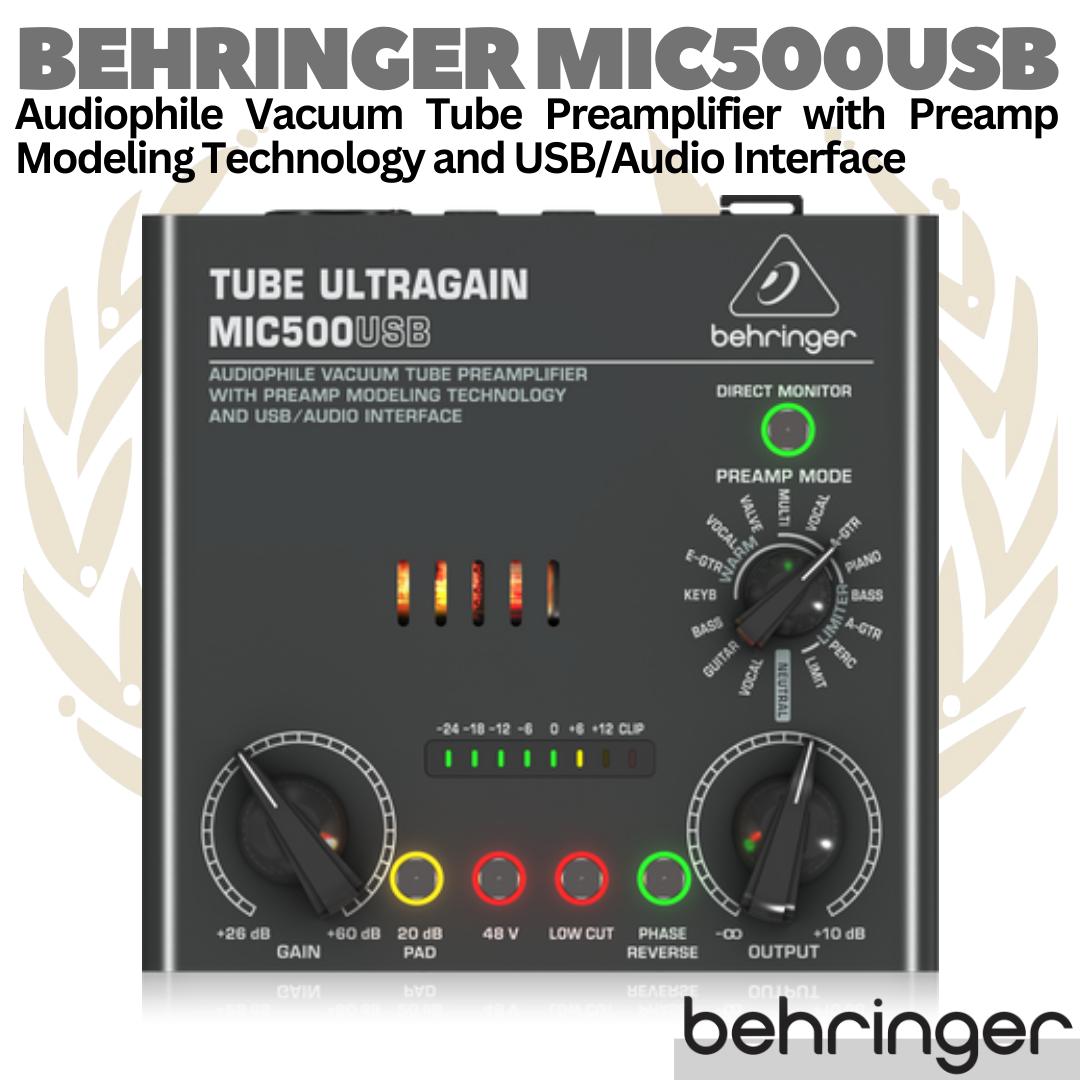 BEHRINGER TUBE ULTRAGAIN MIC500USB Preamp Audio interface | Soundcard