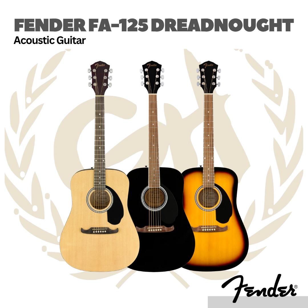 Fender FA-125 Dreadnought Acoustic Guitar, Walnut FB - Gitar Akustik