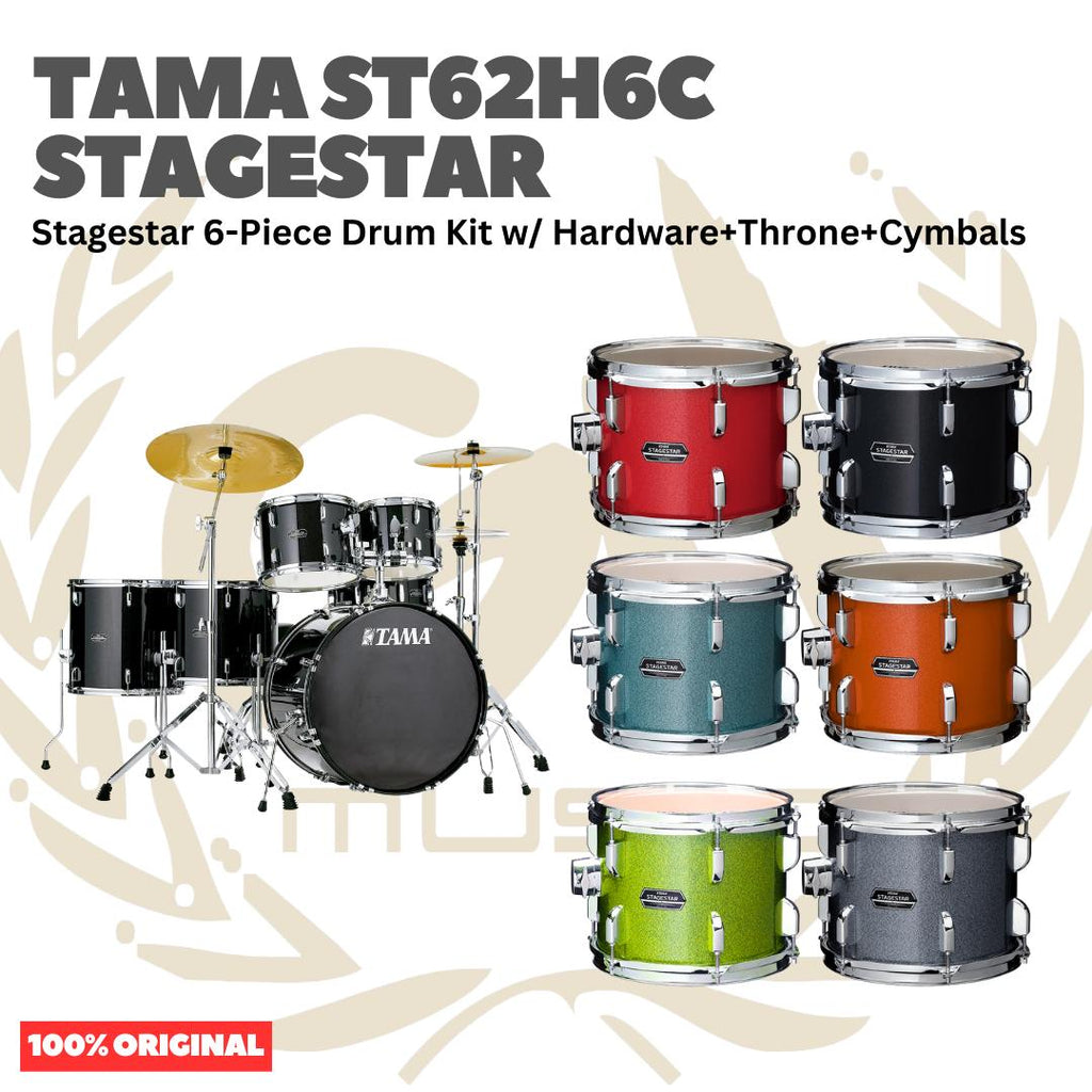 TAMA ST62H6C STAGESTAR 6-PIECE DRUM KIT W/ HARDWARE+THRONE+CYMBAL - Akustik Drum Set Lengkap