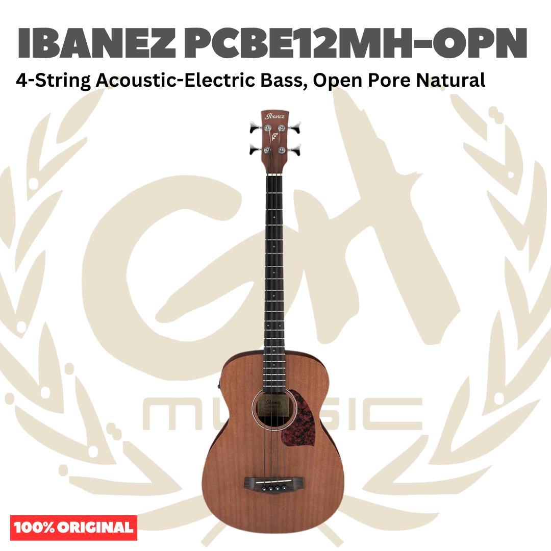 Ibanez PCBE12MH-OPN 4-String Acoustic-Electric Bass, Open Pore Natural - Gitar Bass Akustik Elektrik dengan Preamp