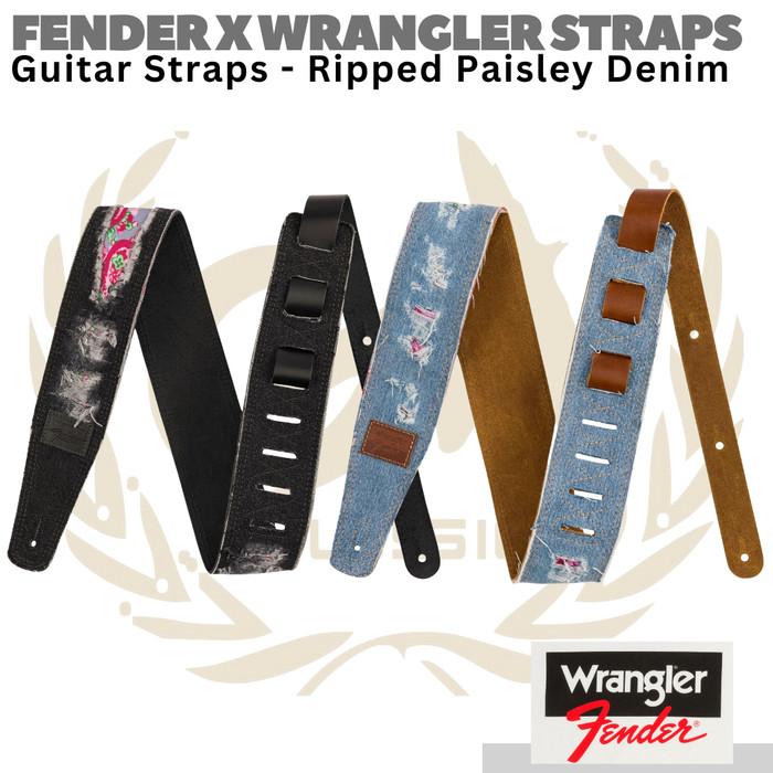 FENDER x WRANGLER Ripped Paisley Denim Straps | Strap Gitar Bass