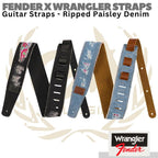 FENDER x WRANGLER Ripped Paisley Denim Straps | Strap Gitar Bass