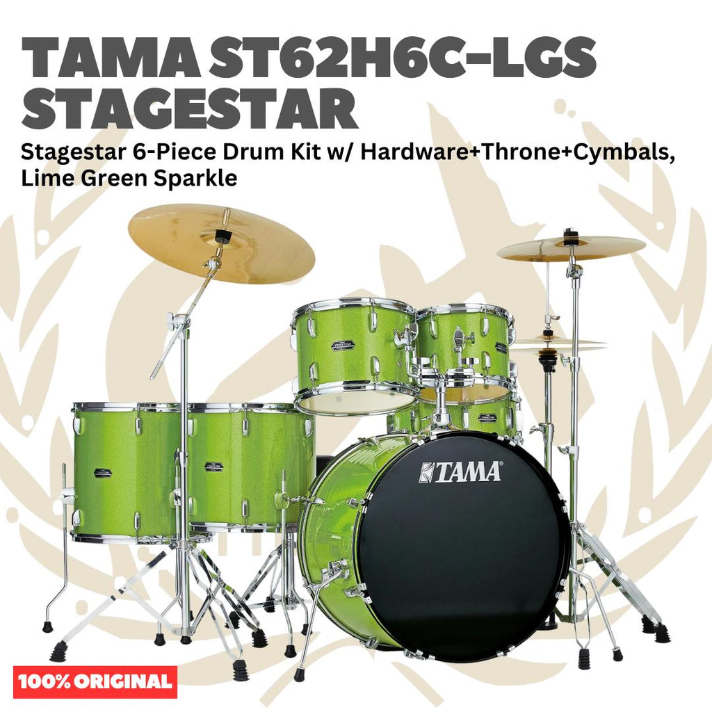 TAMA ST62H6C STAGESTAR 6-PIECE DRUM KIT W/ HARDWARE+THRONE+CYMBAL - Akustik Drum Set Lengkap
