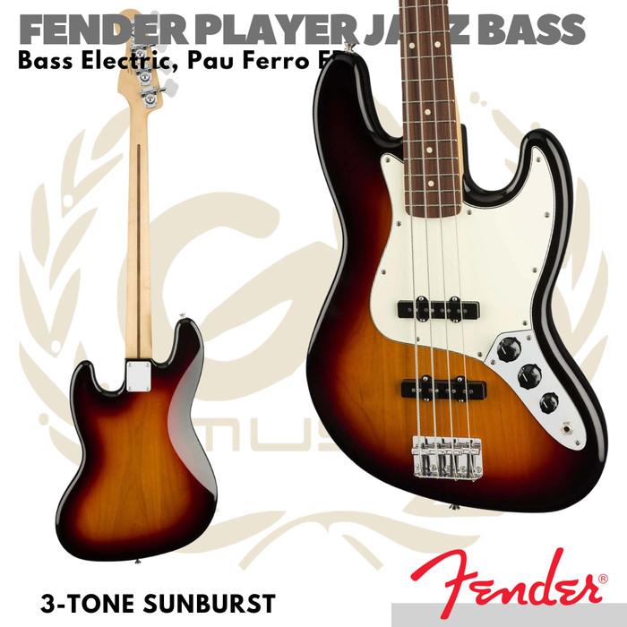 FENDER PLAYER JAZZ BASS Guitar Electric, Pau Ferro FB | Bass Listrik