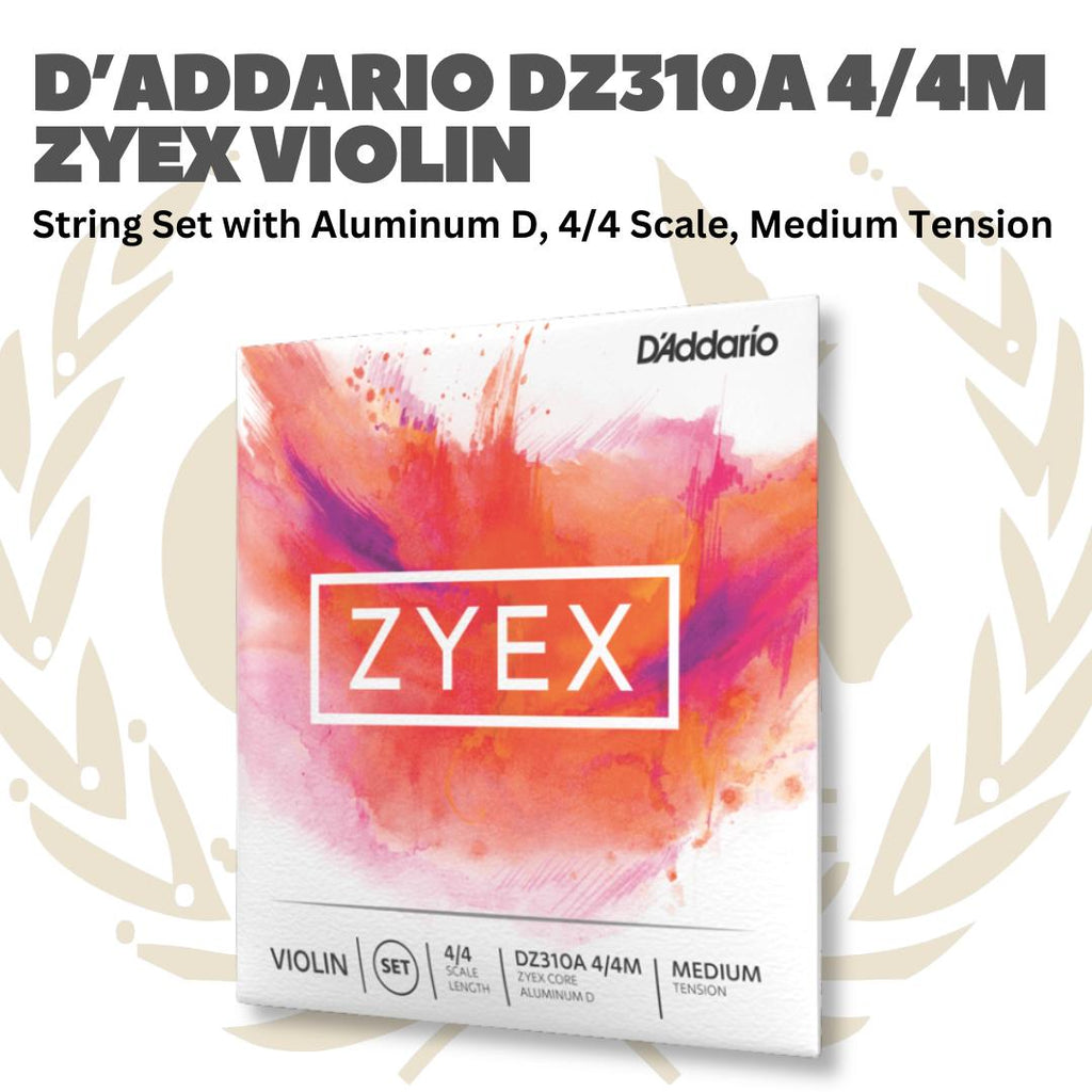D'Addario DZ310A 4/4 Zyex Violin String Set with Aluminum D, 4/4 Scale, Heavy, Medium & Light Tension - Senar Violin Set Original