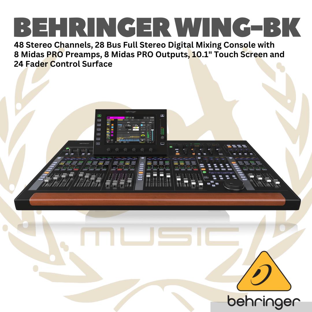 Behringer Wing-BK 48 Channel Full Stereo Digital Audio Mixer - 28 Bus Full Stereo Digital Mixing Console 24 Fader Control Surface Touch Screen