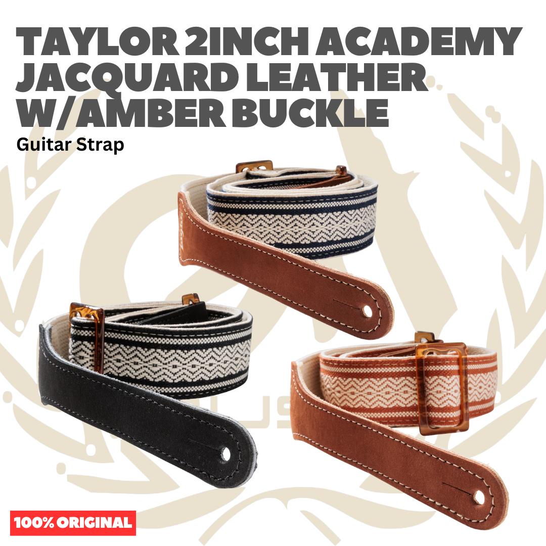 Taylor 2Inch Academy Jacquard Leather Guitar Strap w/Amber Buckle - Strap Gitar