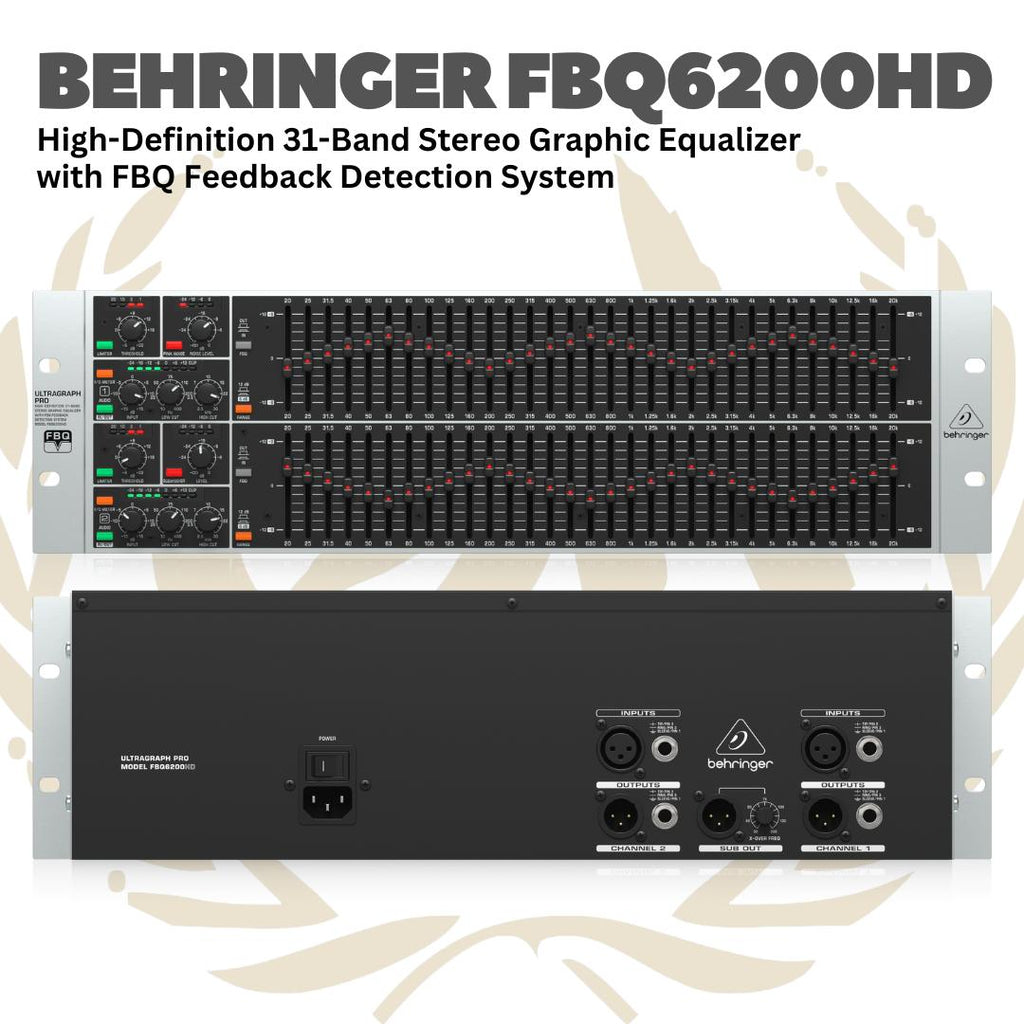 BEHRINGER ULTRAGRAPH PRO FBQ6200HD Stereo Graphic Equalizer with FBQ | FBQ-6200-HD