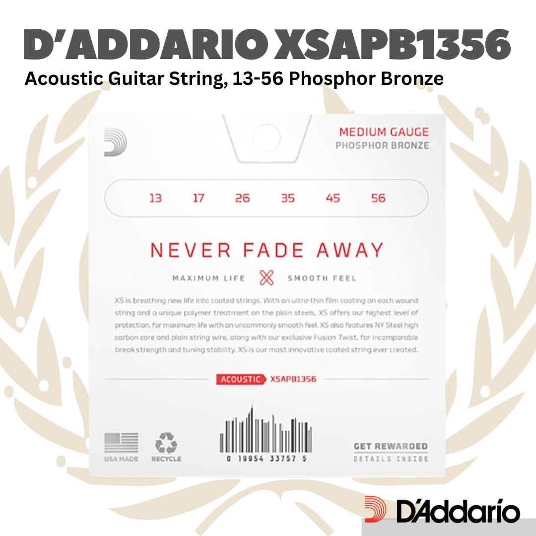 D'addario XSAPB1356 Phosphor Bronze Acoustic Guitar String - Senar Gitar Akustik 13 56