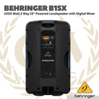 Behringer B15X 1000 Watt 2 Way 15" Powered Loudspeaker with Digital Mixer, Wireless Option
