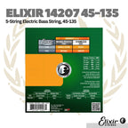 Elixir 14207 Nanoweb Light/Med Long Scale 5-String Electric Bass Strings 45-135