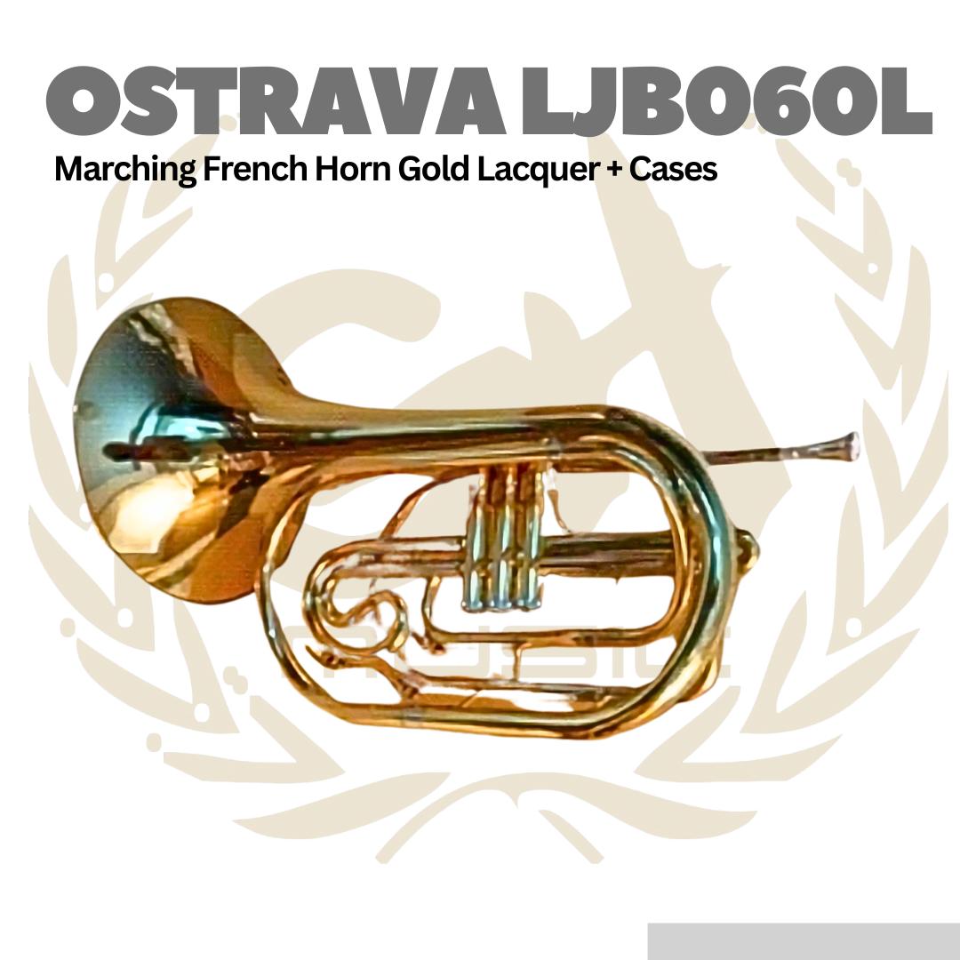 Ostrava LJB060L Marching French Horn Gold Lacquer + Cases - LJB-060L