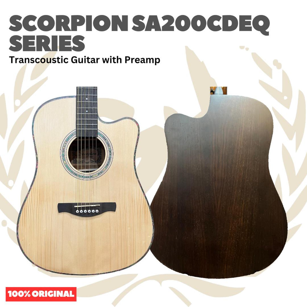 Scorpion SA200CDEQ Series Transcoustic Guitar with Preamp - SA 200 CDEQ Gitar Transkustik dengan Efek dan Preamp Original Asli