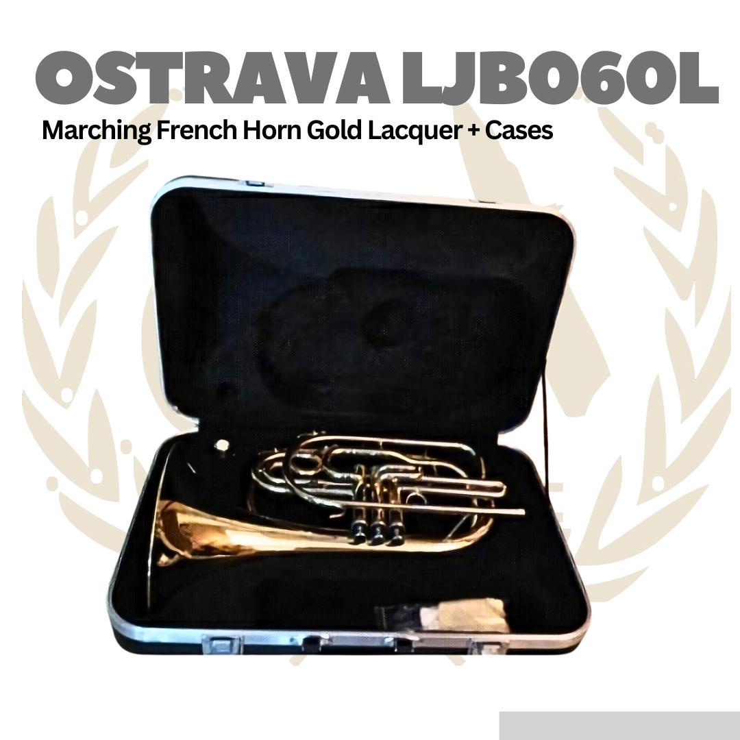 Ostrava LJB060L Marching French Horn Gold Lacquer + Cases - LJB-060L