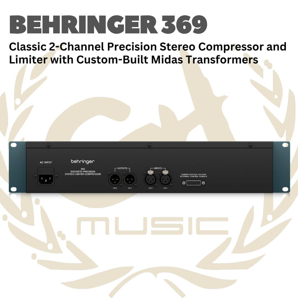 Behringer 369 Classic 2-Channel Precision Stereo Compressor and Limiter with Custom-Built Midas Transformers - Compressor & Limiter Stereo untuk Mic