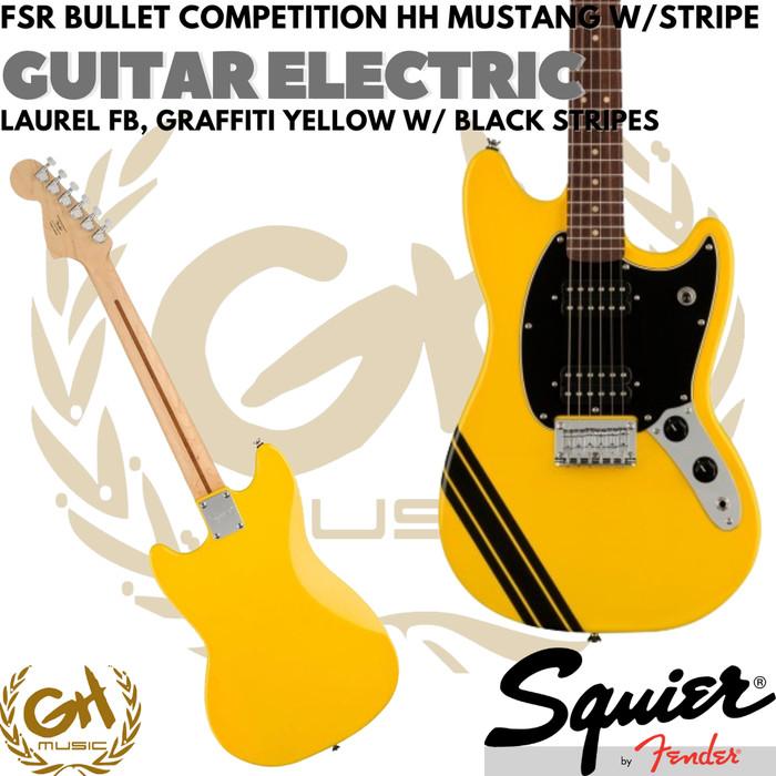 Squier FSR Bullet Competition HH Mustang with Stripes, Electric Guitar