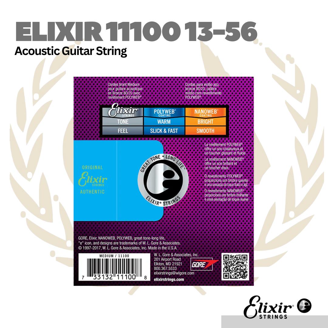 Elixir 11100 13-56 Polyweb 80/20 Bronze Acoustic Guitar Strings