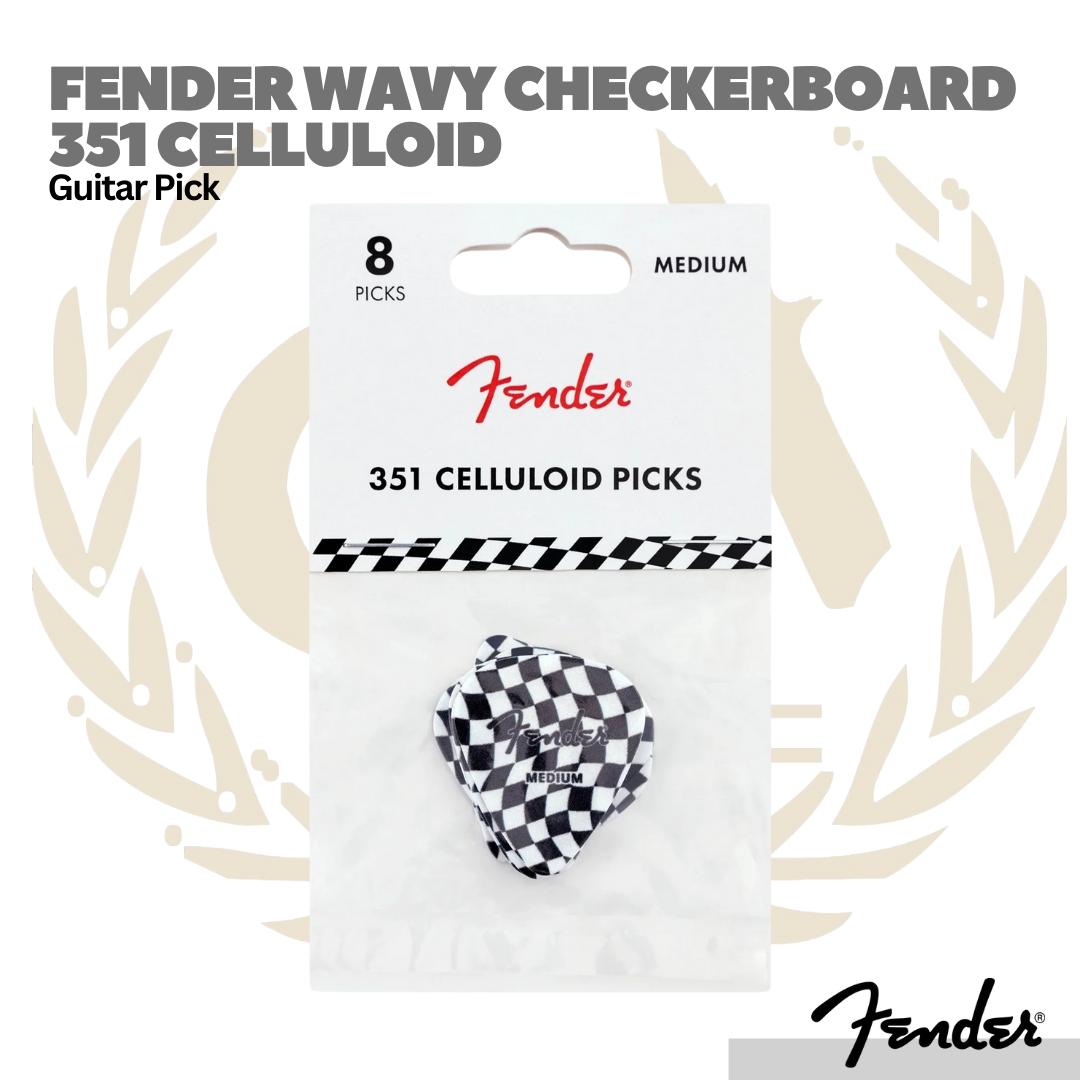 Fender Wavy Checkerboard 351 Celluloid Guitar Picks, 8-Pack - Pick Gitar Bass