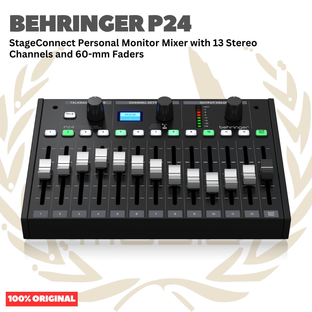 Behringer P24 StageConnect Personal Monitor Mixer with 13 Stereo Channels and 60-mm Faders - Mixer Monitor P 24