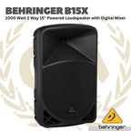 Behringer B15X 1000 Watt 2 Way 15" Powered Loudspeaker with Digital Mixer, Wireless Option