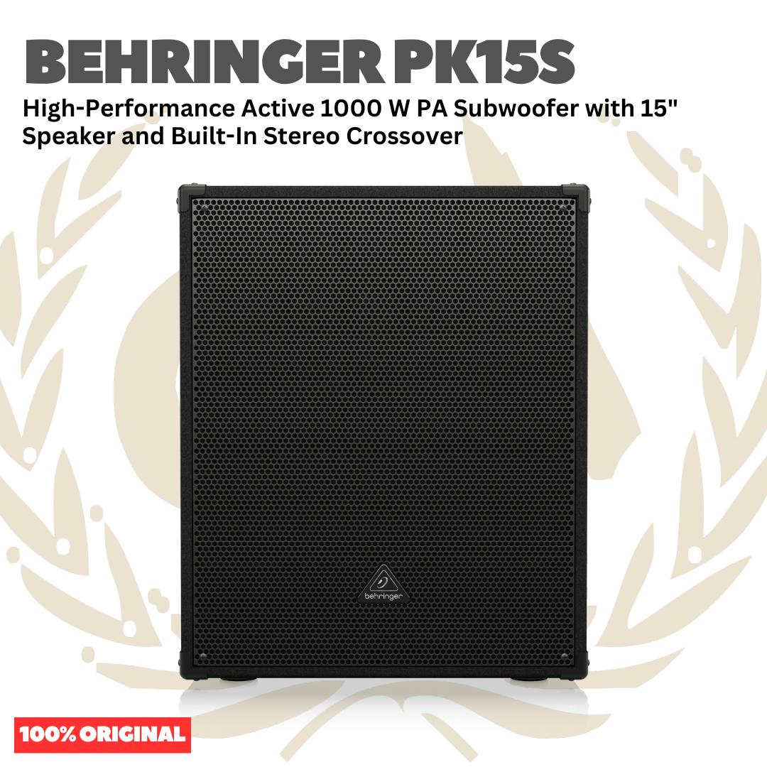 BEHRINGER PK15S High-Performance Active 1000 W PA Subwoofer with 15inch Speaker and Built-In Stereo Crossover - Speaker Aktif