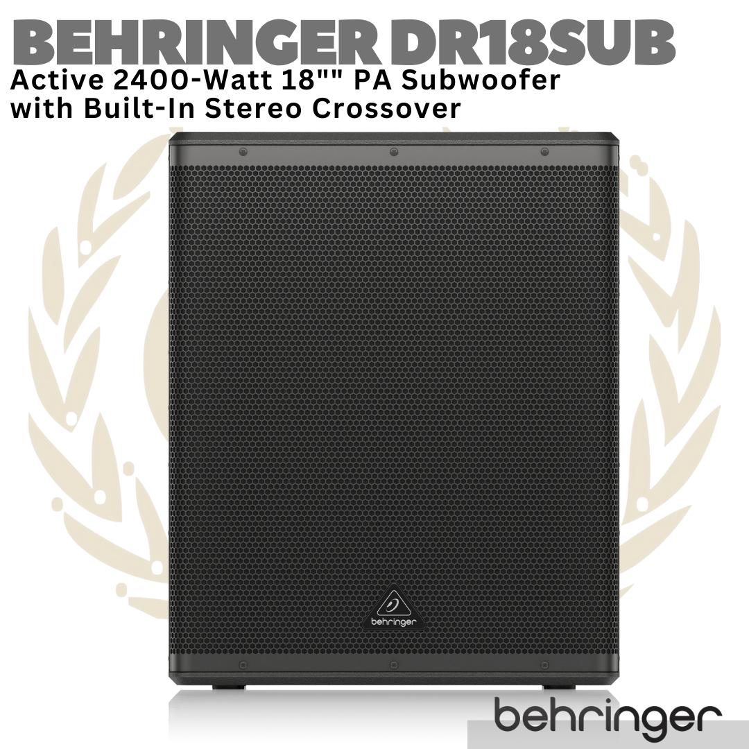 BEHRINGER DR18SUB Active 2400 Watt 18" PA Subwoofer + Stereo Crossover