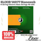 Elixir 14077 Nanoweb Medium Long Scale Electric Bass Strings 45-105