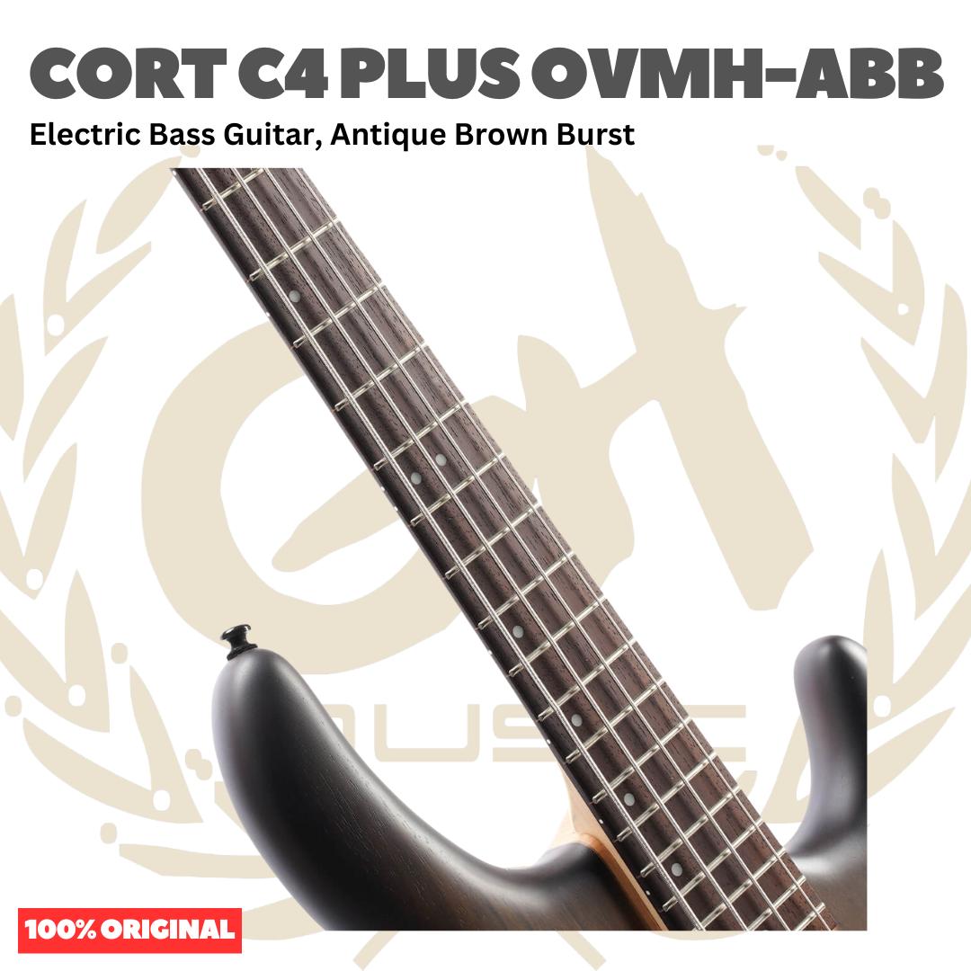 Cort C4 PLUS OVMH-ABB Electric Bass Guitar, Antique Brown Burst - Bass Listrik Electric C-4 Plus OVMHABB Original Asli
