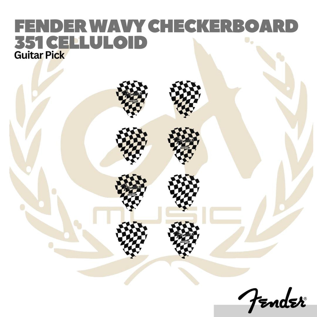 Fender Wavy Checkerboard 351 Celluloid Guitar Picks, 8-Pack - Pick Gitar Bass