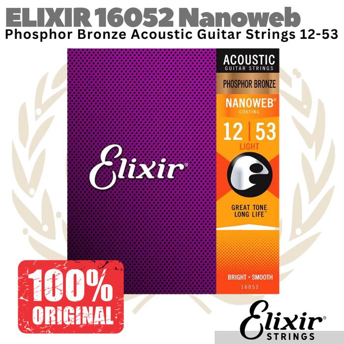 ELIXIR 16052 Nanoweb Phosphor Bronze Acoustic Guitar Strings 12-53