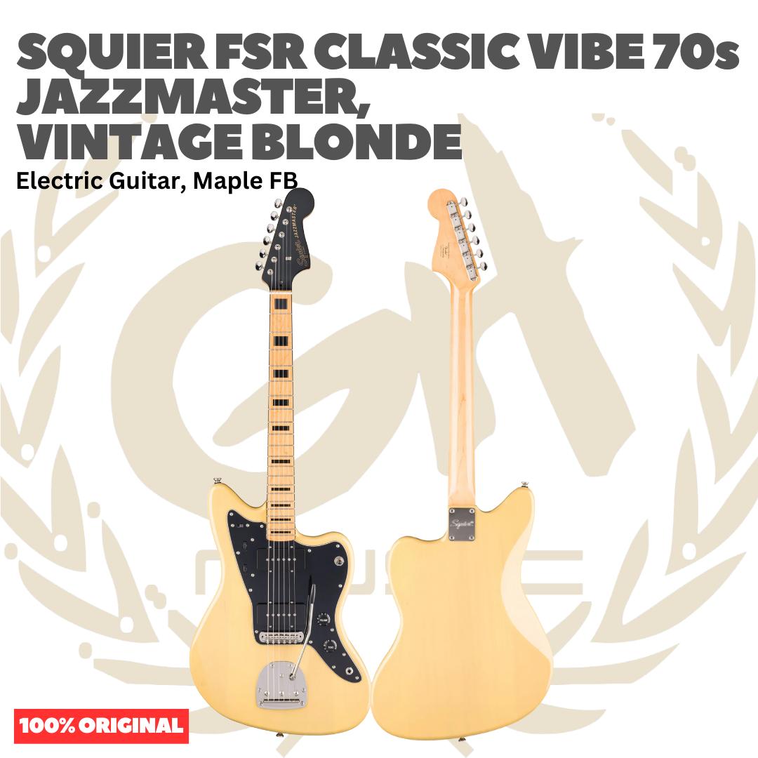 Squier FSR Classic Vibe 70s Jazzmaster Electric Guitar, Maple FB, Vintage Blonde - Gitar Listrik Elektrik Original Asli