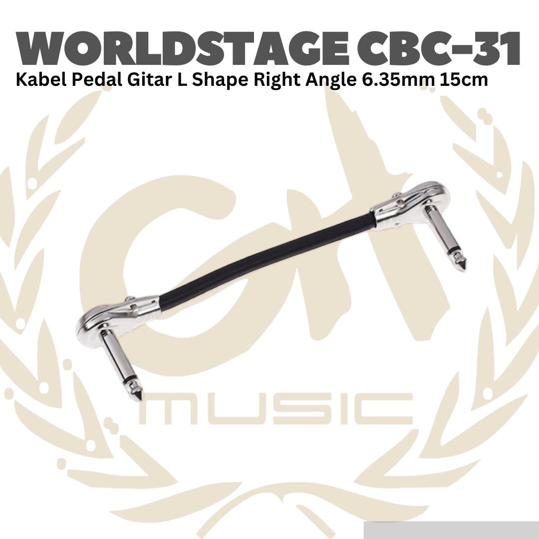 WORLDSTAGE Kabel Pedal Gitar L Shape Right Angle 6.35mm 15cm CBC-31 - CBC31 Patch Cable CBC 31