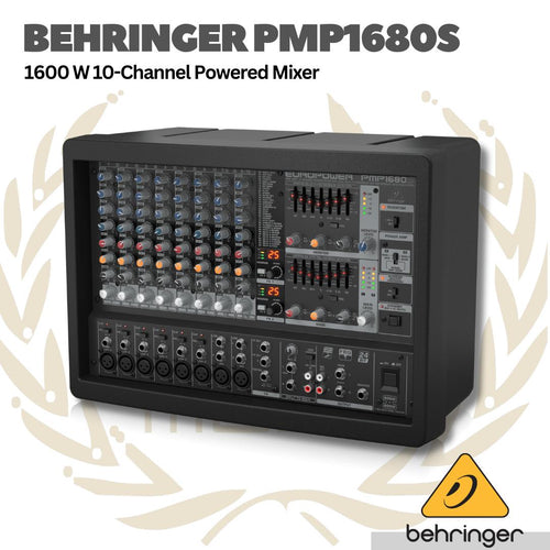 Behringer PMP1680s 1600 W 10-Channel Powered Mixer, Dual Multi-FX Processor and FBQ