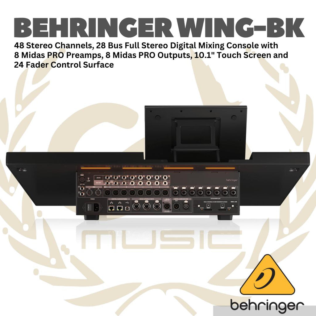 Behringer Wing-BK 48 Channel Full Stereo Digital Audio Mixer - 28 Bus Full Stereo Digital Mixing Console 24 Fader Control Surface Touch Screen