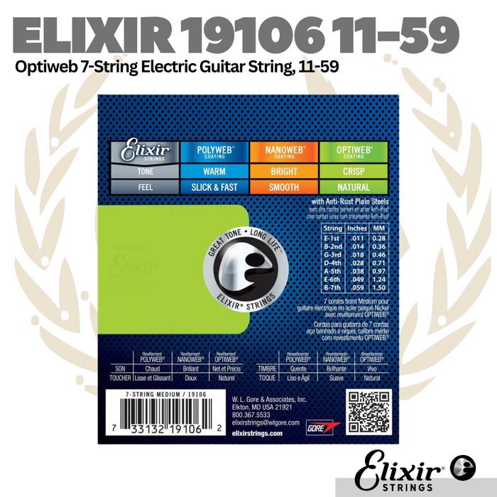 Elixir 19106  Medium 7-String Electric Guitar Strings, 11-59