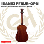 Ibanez PF15JR-OPN Acoustic Guitar w/Bag, Open Pore Natural - Gitar Akustik