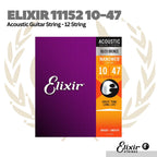 Elixir 11152 10-47 Nanoweb 80/20 Bronze Acoustic Guitar Strings, 12-String