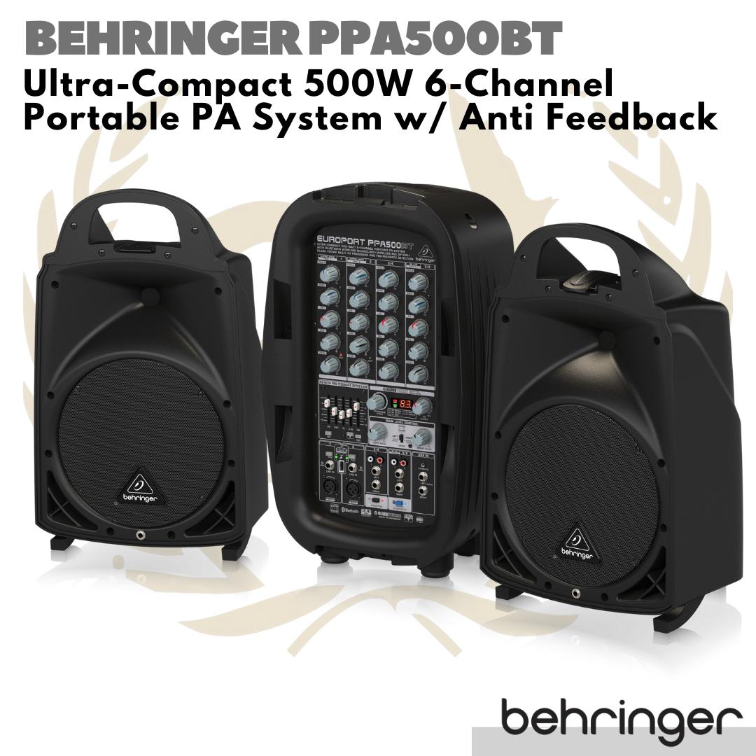 Behringer PPA500BT Compact 500Watt 6Channel Portable Speaker PA System
