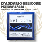 D'Addario Helicore H310W 4/4M Violin String Set with Wound E, Medium Tension - Senar Violin Original