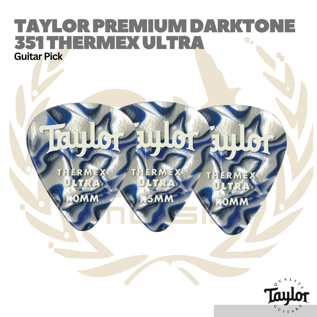 Taylor Premium DarkTone 351 Thermex Ultra Picks, Blue Swirl 6-Pack - Pick Gitar Bass
