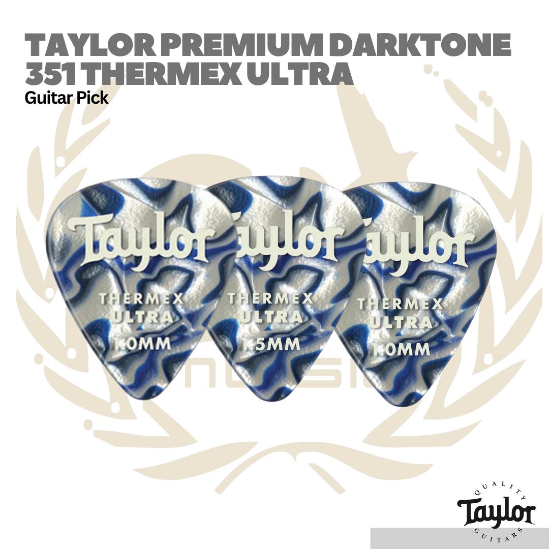 Taylor Premium DarkTone 351 Thermex Ultra Picks, Blue Swirl 6-Pack - Pick Gitar Bass