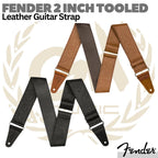 FENDER 2 INCH TOOLED Leather Guitar Strap | Gitar Strep Kulit