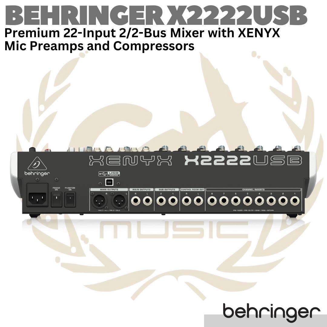 BEHRINGER X2222USB 22 Input 2/2 Bus Audio Mixer | USB Interface X2222