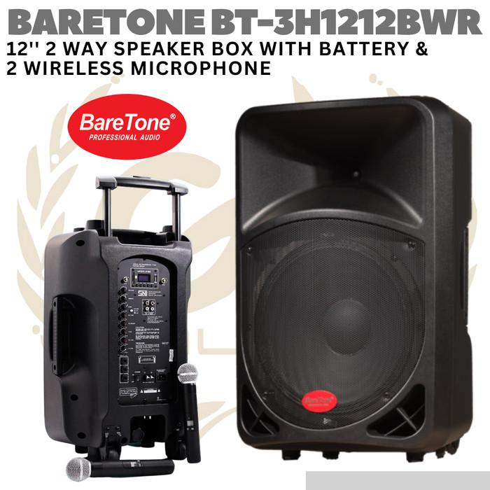 BARETONE BT-3H1212BWR 12" Portable Speaker | Spiker Aktif Mic Wireless