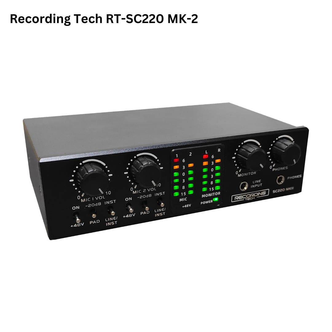 Recording Tech SC220 MK-I & MK-II Professional Audio Interface Soundcard for Recording or Live Streaming - Sound Card SC-220