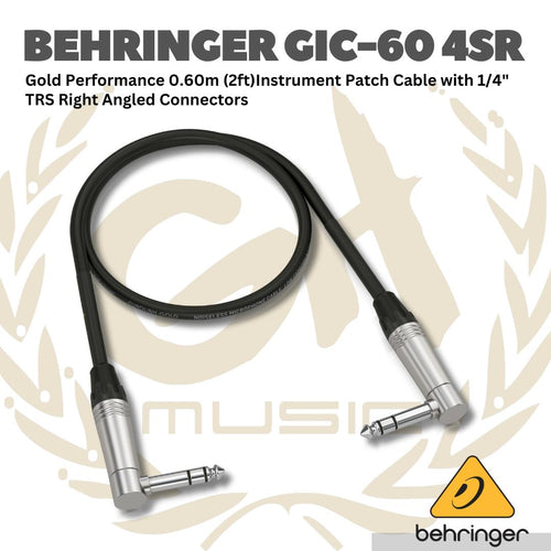Behringer GIC 4SR  1/4" Right TRS Right Angled Instrument Cable - Jack Kabel Instrument