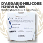 D'Addario Helicore H310W 4/4M Violin String Set with Wound E, Medium Tension - Senar Violin Original