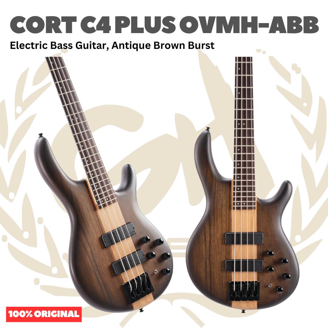 Cort C4 PLUS OVMH-ABB Electric Bass Guitar, Antique Brown Burst - Bass Listrik Electric C-4 Plus OVMHABB Original Asli