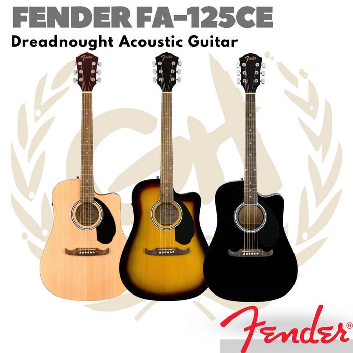 Fender FA-125CE Dreadnought Acoustic Electric Guitar - Gitar Fender